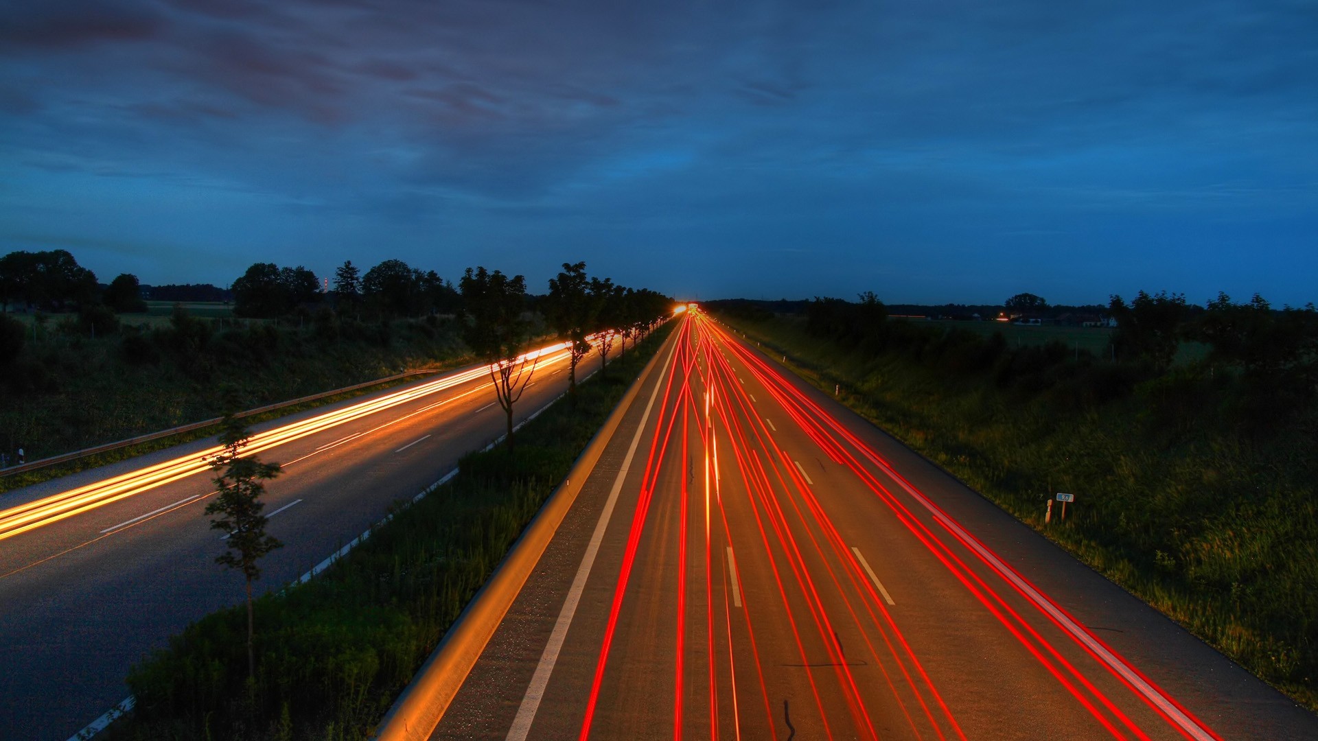 carretera luces noche