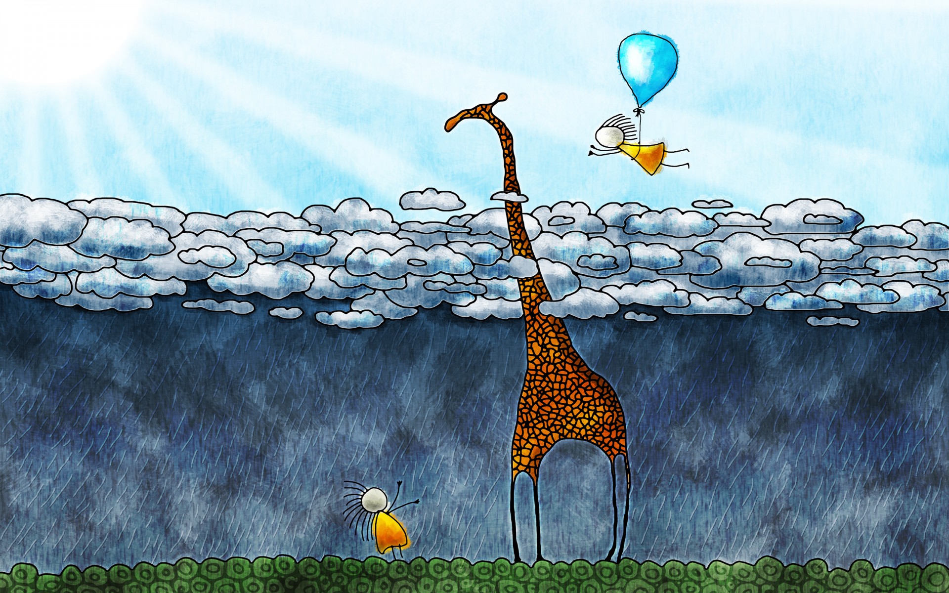 giraffe clouds children