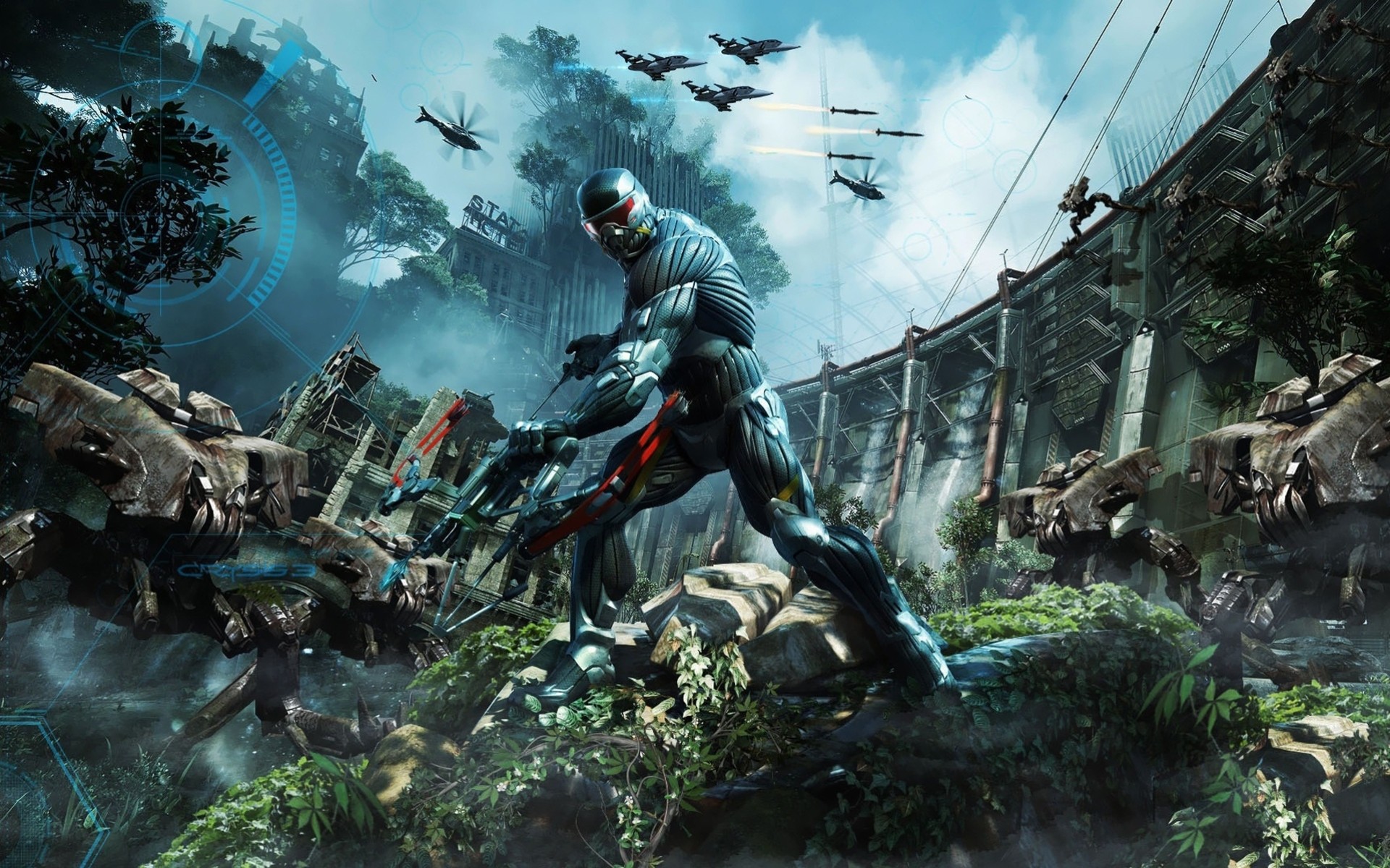 armes bataille tireur arc crysis ville guerriers nanocostume crytek