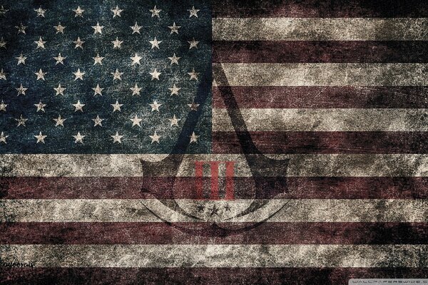 Ubisoft s assassins creed logos on the flag of America