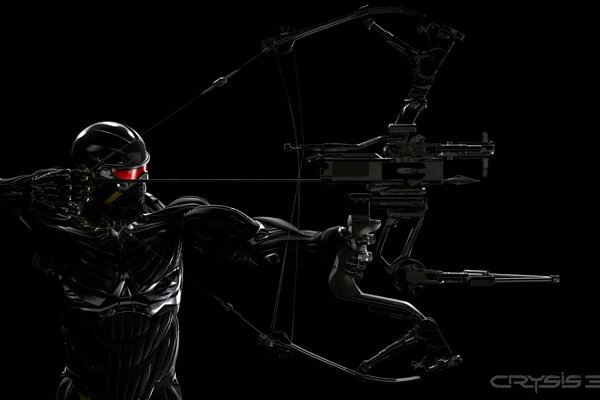 Боец в нанокостюме с боевым луком из игры crysis