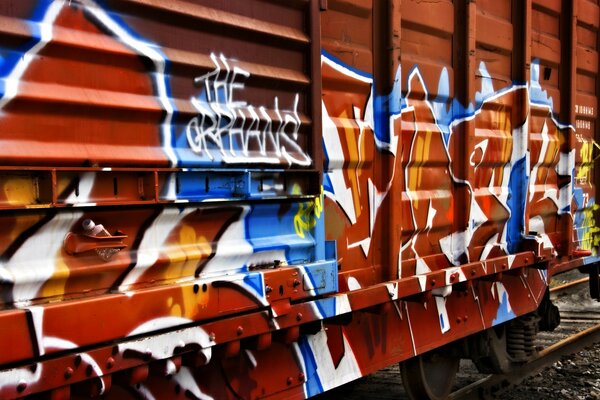 Graffiti on the train and buckwheat wagons