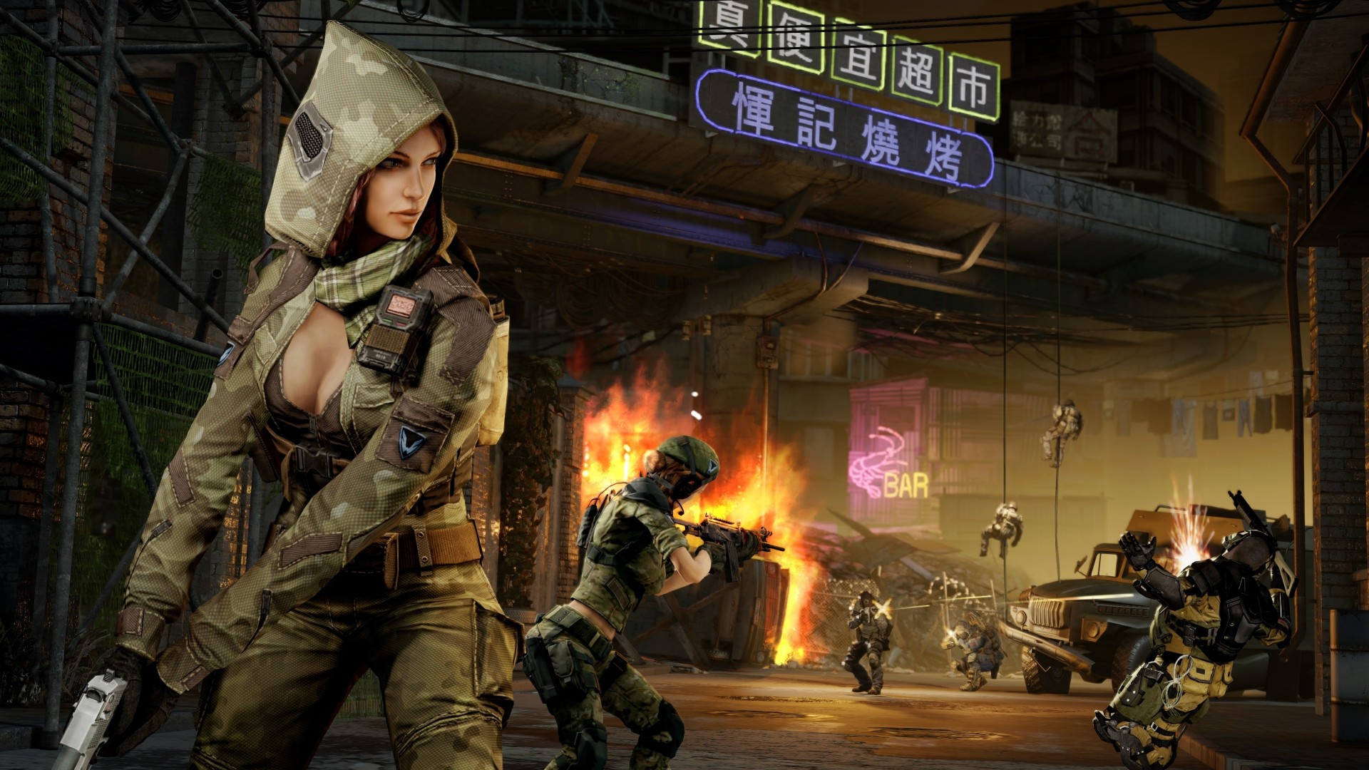 lucha chica warface soldados