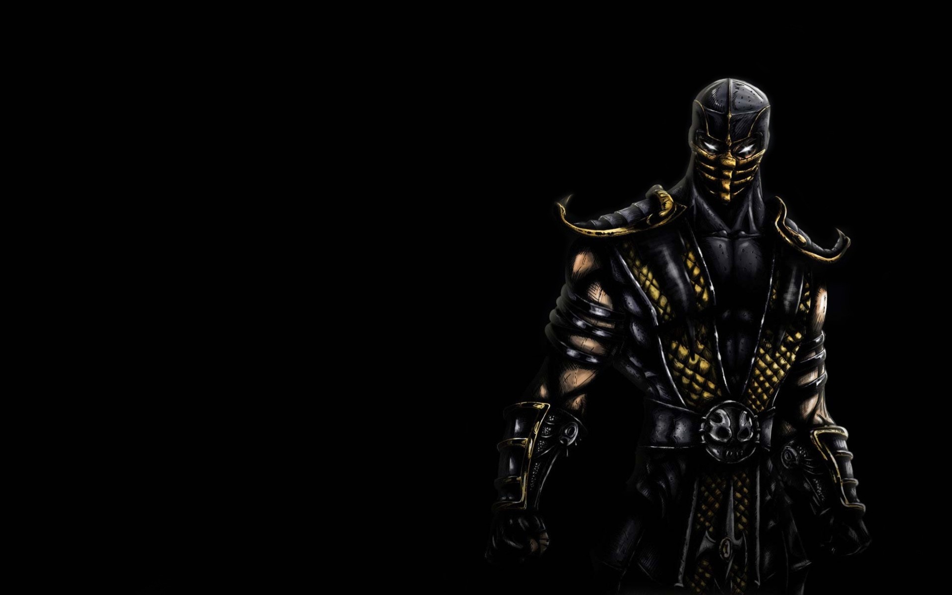 fondo oscuro ninja escorpión mortal kombat