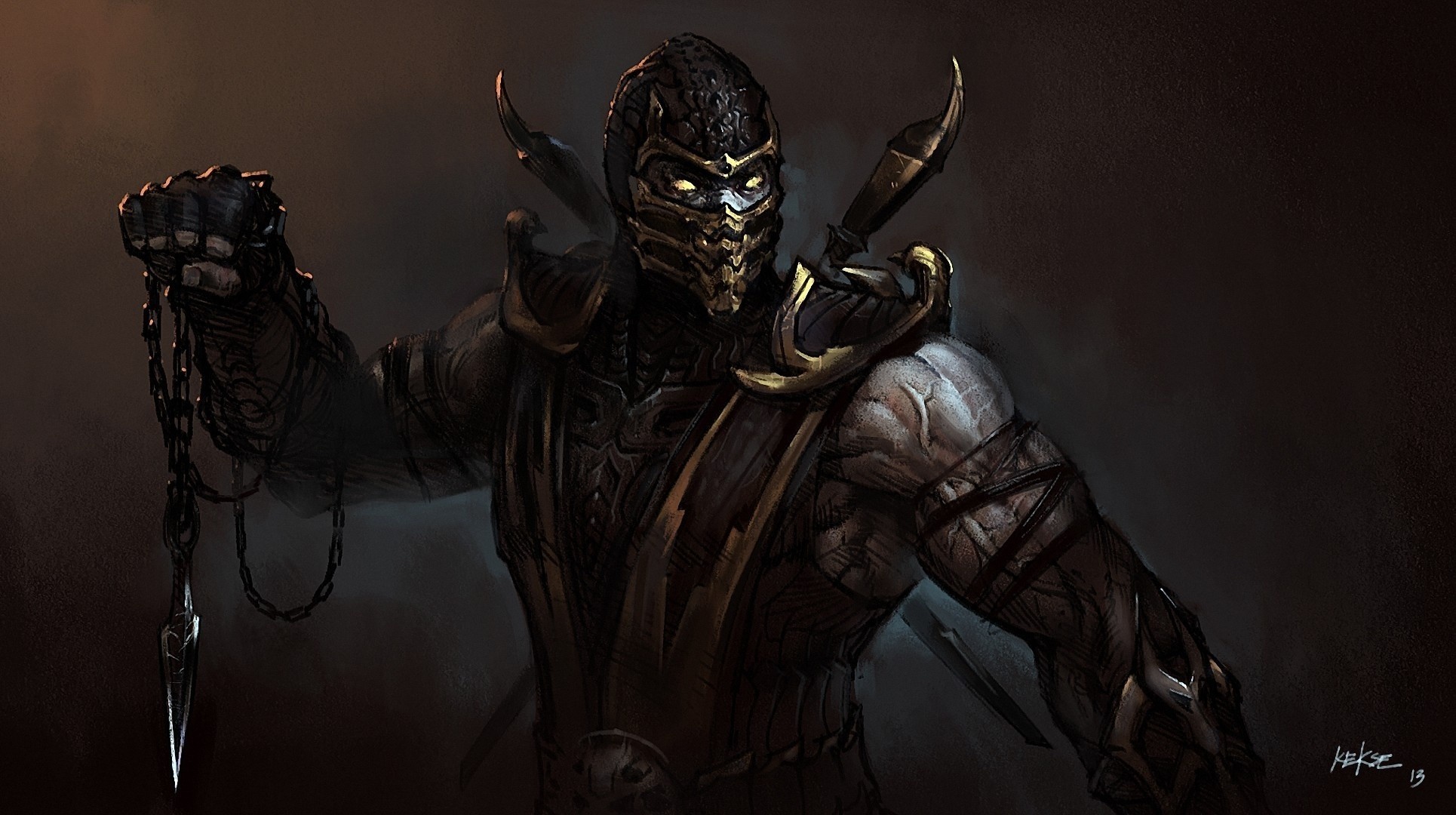 art chaînes masque mortal kombat amours scorpion