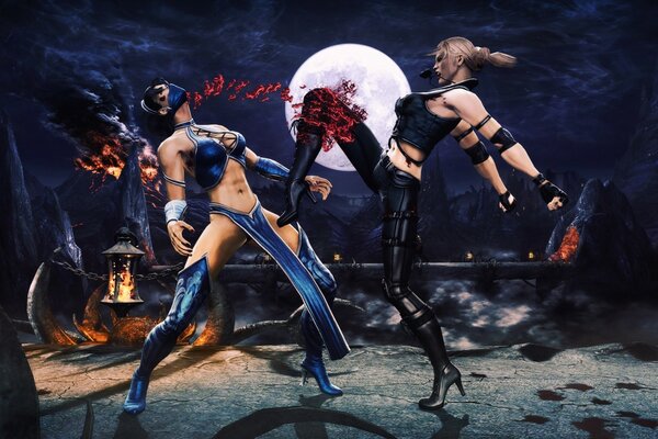 La batalla de dos guerreras en el juego mortal kombat