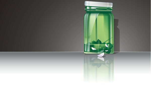 Pot de liquide vert avec couvercle entrouvert