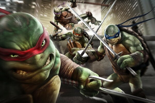 Hermosa foto fantástica con tortugas ninja