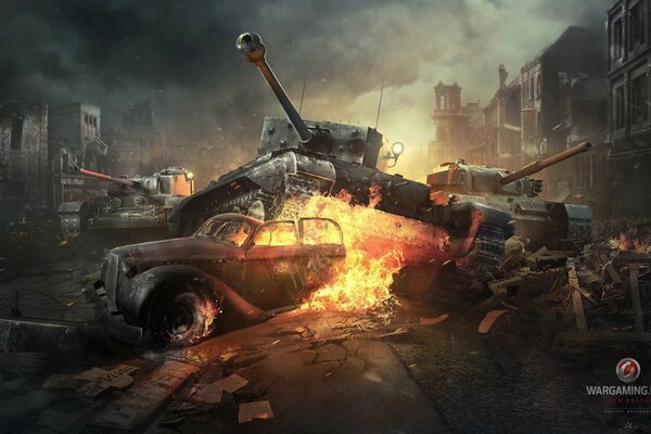 The world of tanks. tanks. city. action packed battle. war