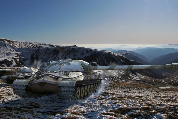 Carro armato in montagna. il mondo dei carri armati