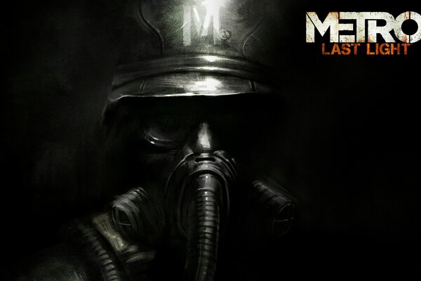 A warrior in a helmet and gas mask based on metro 2034