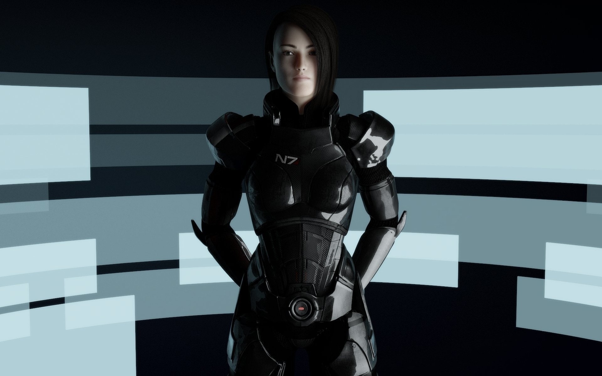 n7 shepard ragazza astrazione armatura mass effect fan art