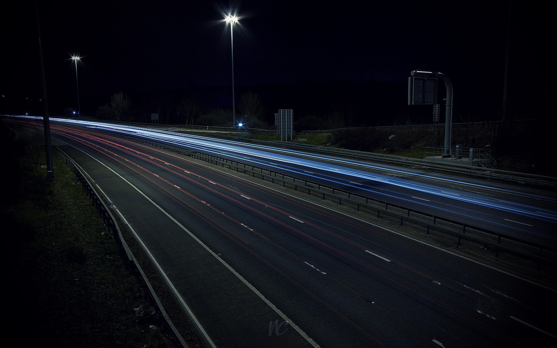 autostrada droga światła noc