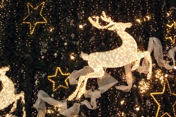 Christmas decorations, stars, lights and deer