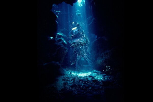 Faisceau de lumière dans le monde sous l eau