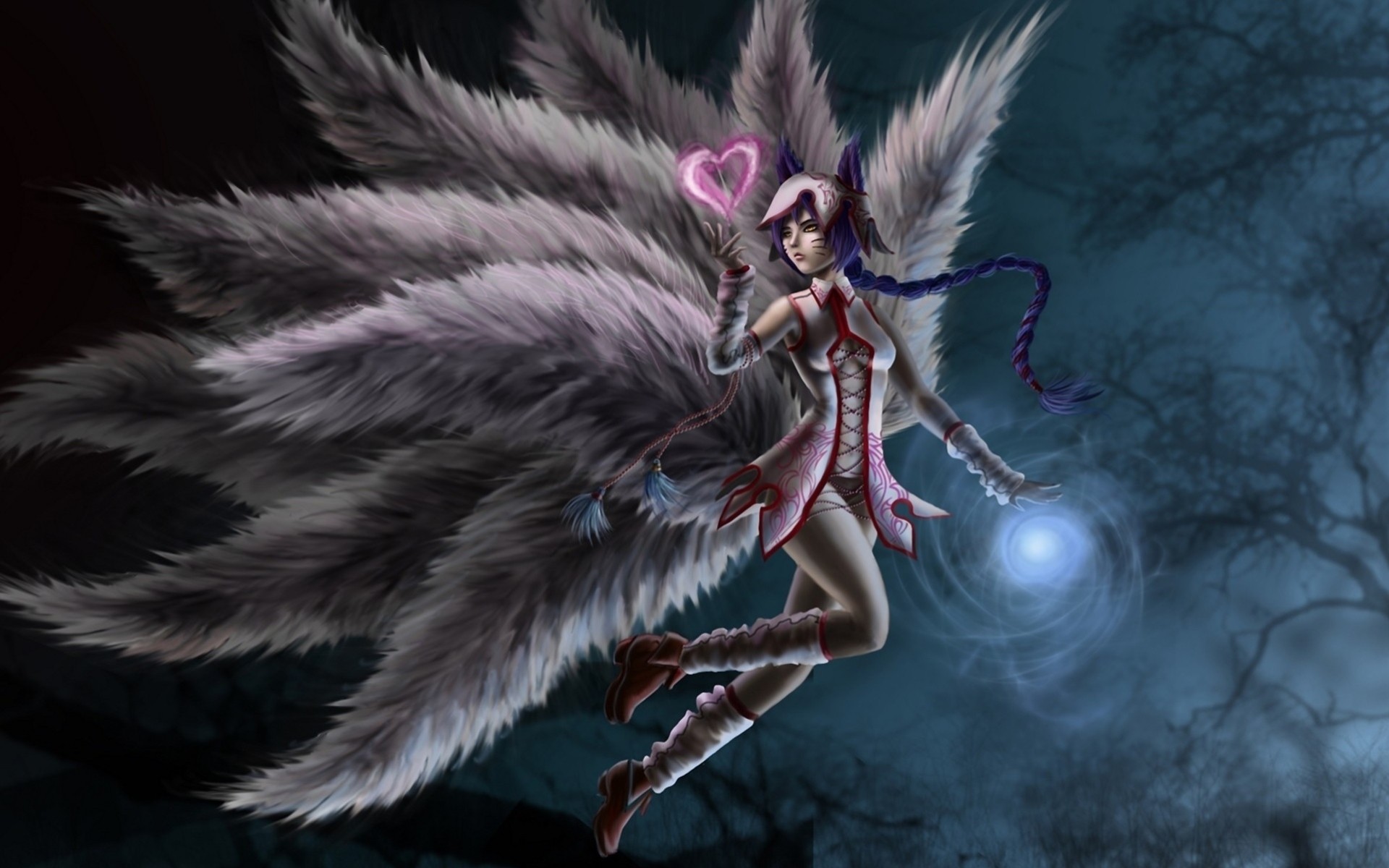 art league of legends girl tails ahri heart