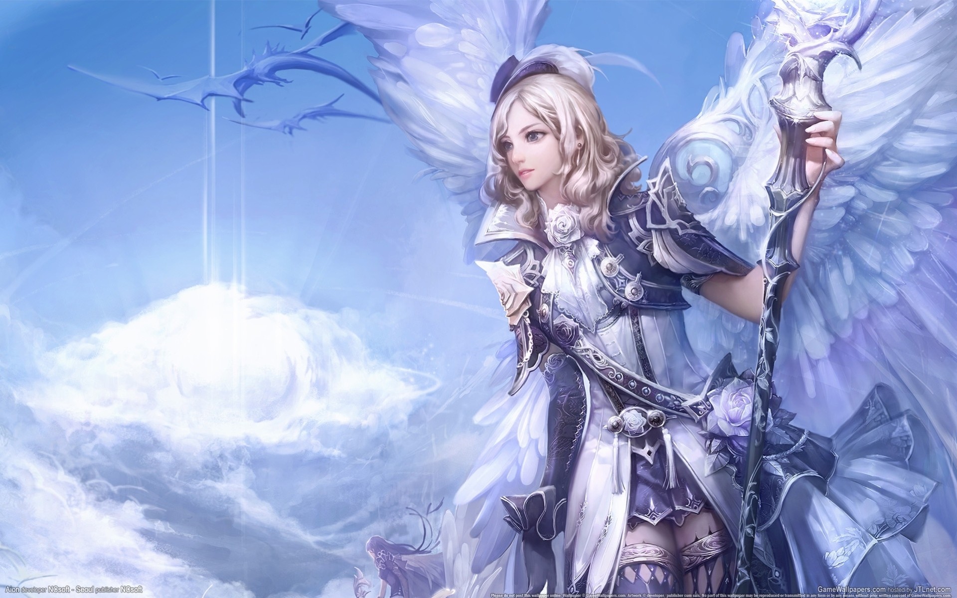 aion broń czułość fantasy mmorpg skrzydła blondynka