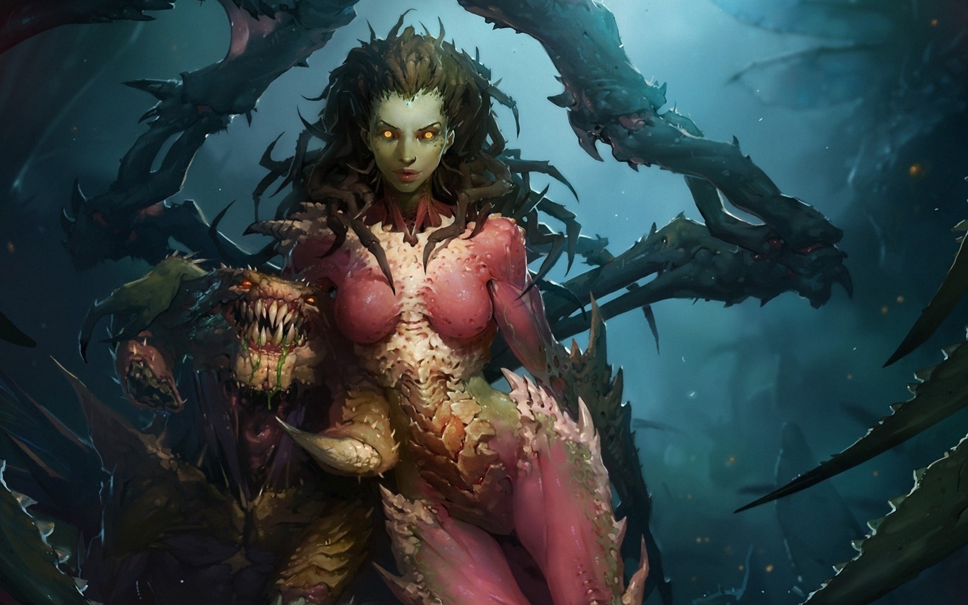 kunst mädchen starcraft sarah kerrigan monster flügel