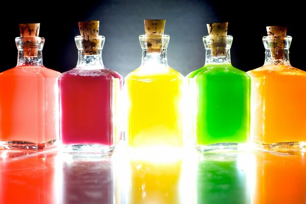 Five bottles and five fantastic colors