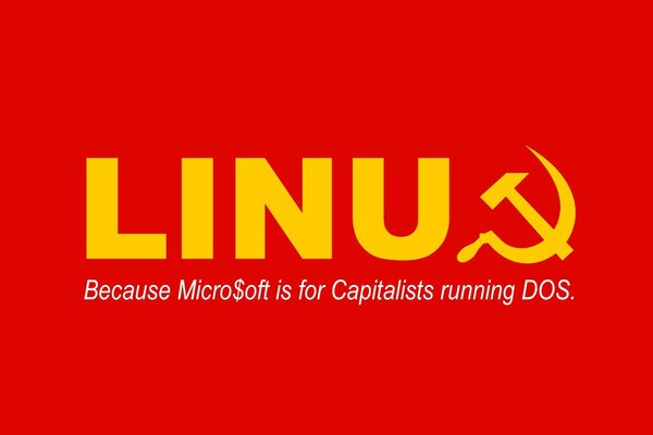 Iinux on a red background, the era of communism is coming