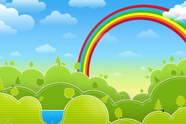 Bellissimo arcobaleno sopra la Foresta delle fate