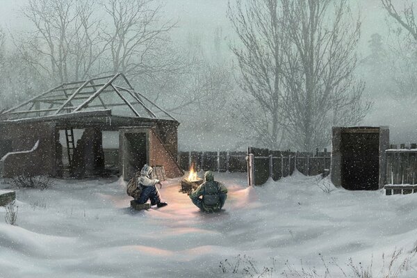 Ukraine. Winter. Experiencing cold weather