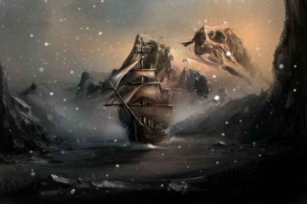 Ein Seeschiff aus dem Kult-Spiel Skyrim