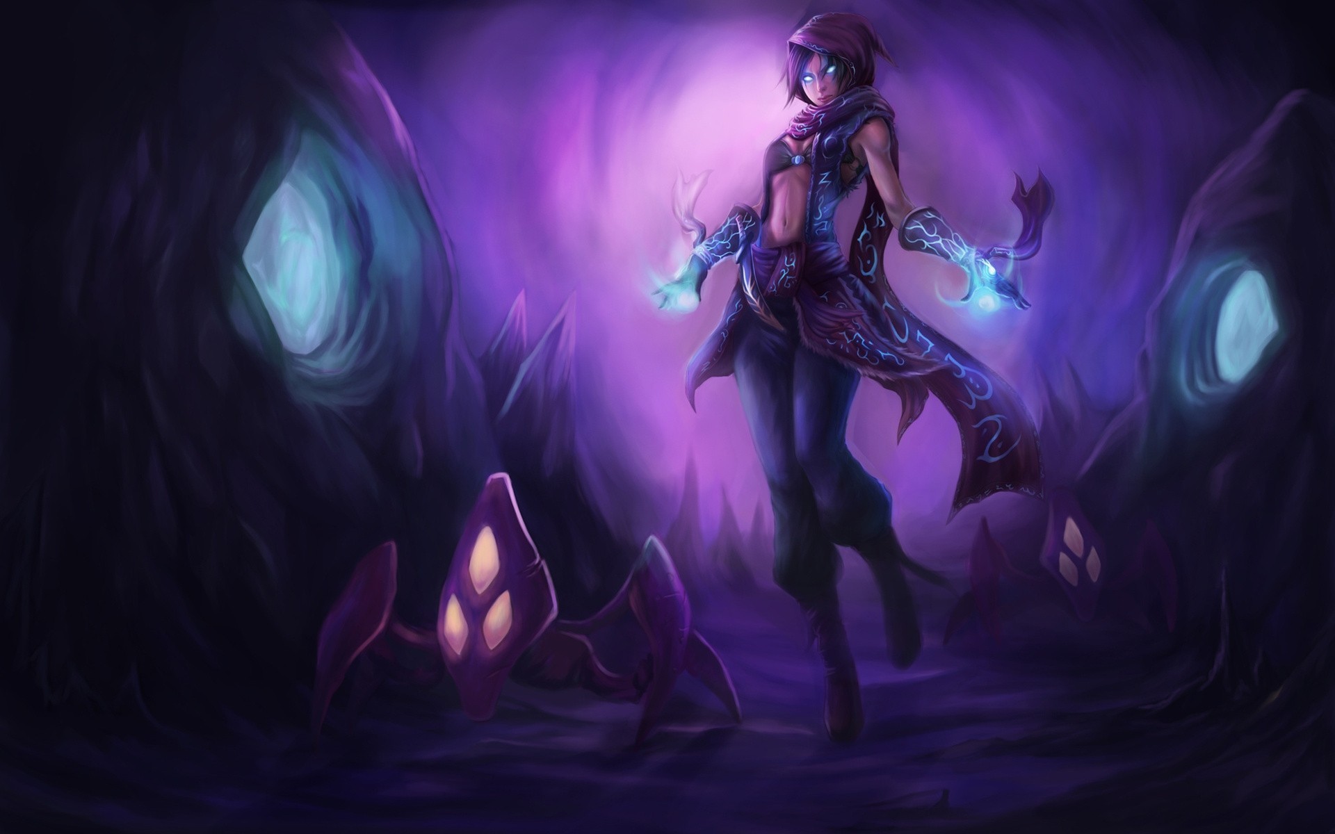 league of legends ragazza cappuccio malzahar rune magia capo