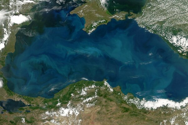 The Black Sea is a view from above, like a patch of plasticine