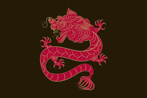 Ornement de dragon chinois rouge