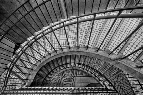 Beautiful view of the stairs in black and white