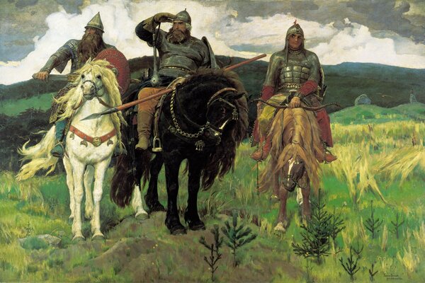 painting by V. Vasnetsov Heroes . Classics