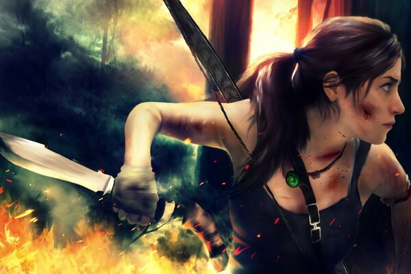 Tomb Rider Girl with a knife