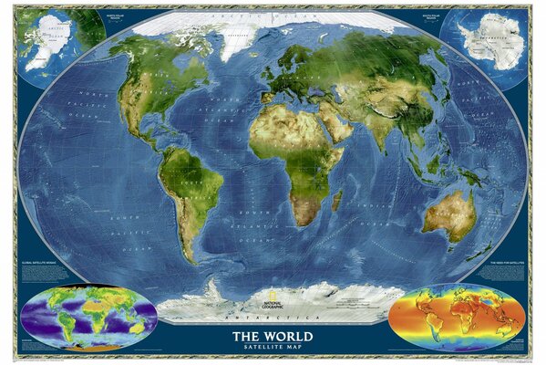 Karte des Planeten Erde mit Ergänzungen