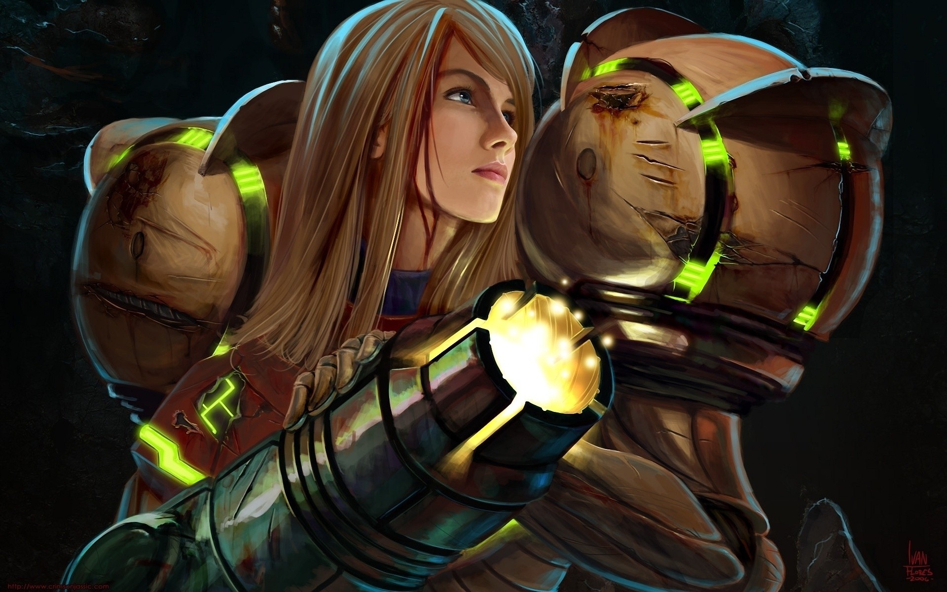 arte armas chica metroid armadura