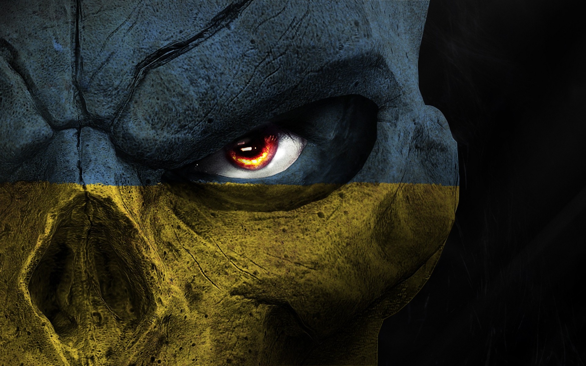 darksiders 2 tête yeux drapeau de l ukraine jeu photoshop masque mort