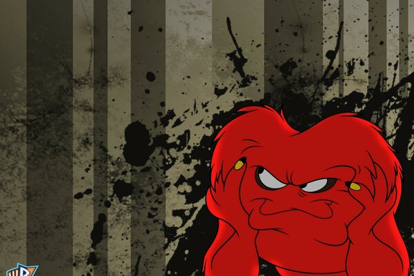 Background from a cartoon with a red monster