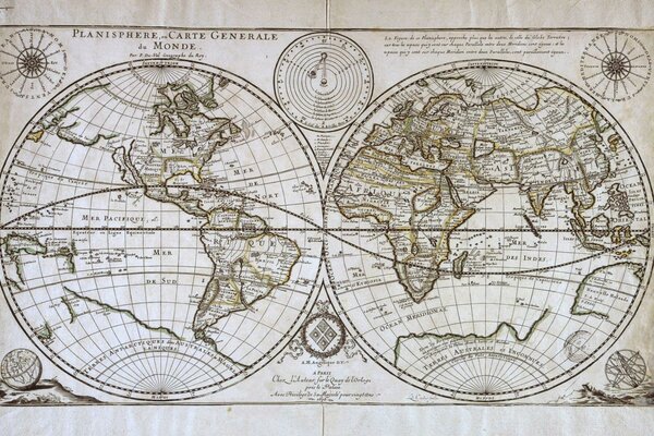 Mapa de los dos hemisferios de la tierra