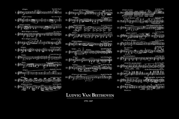 Musique de Ludwig Van Beethoven sur fond noir