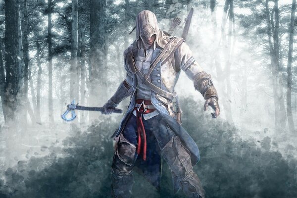 A warrior from assassins creed in white