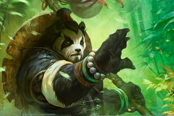 Panda z zielonymi oczami Art Fantasy