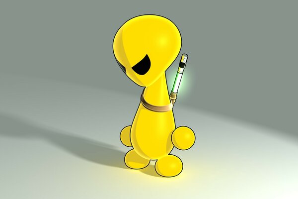 Yellow and sad alien from outer space