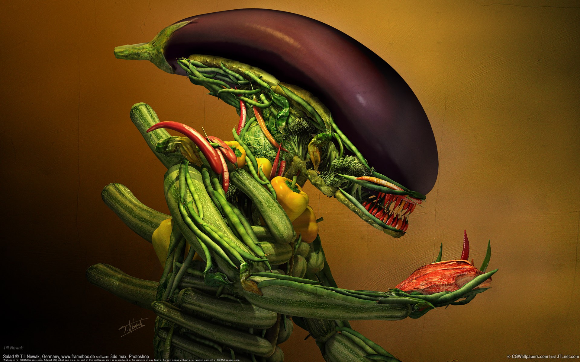 légumes alien viande humour aubergine