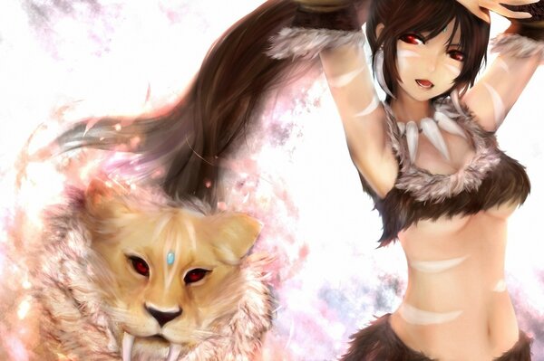 Dibujo de una chica con un gato del juego League of Legends