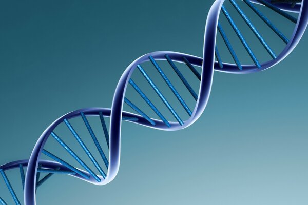 Hermosa espiral de ADN azul