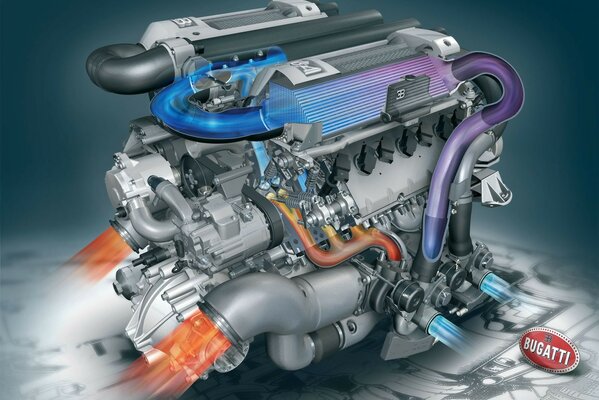 Bugatti engine in 3d model