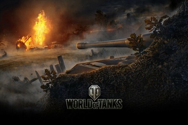 Spiel world of Tanks mit Panzern und Feuer