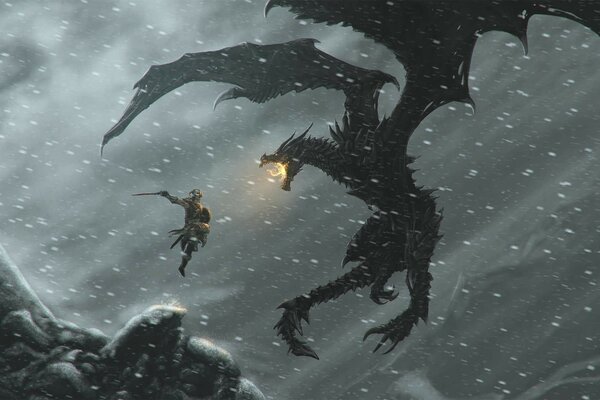 The Elder scrolls dovakin vs Dragon