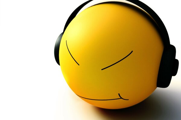 Listening to loud music and the face from it in the form of a smiley