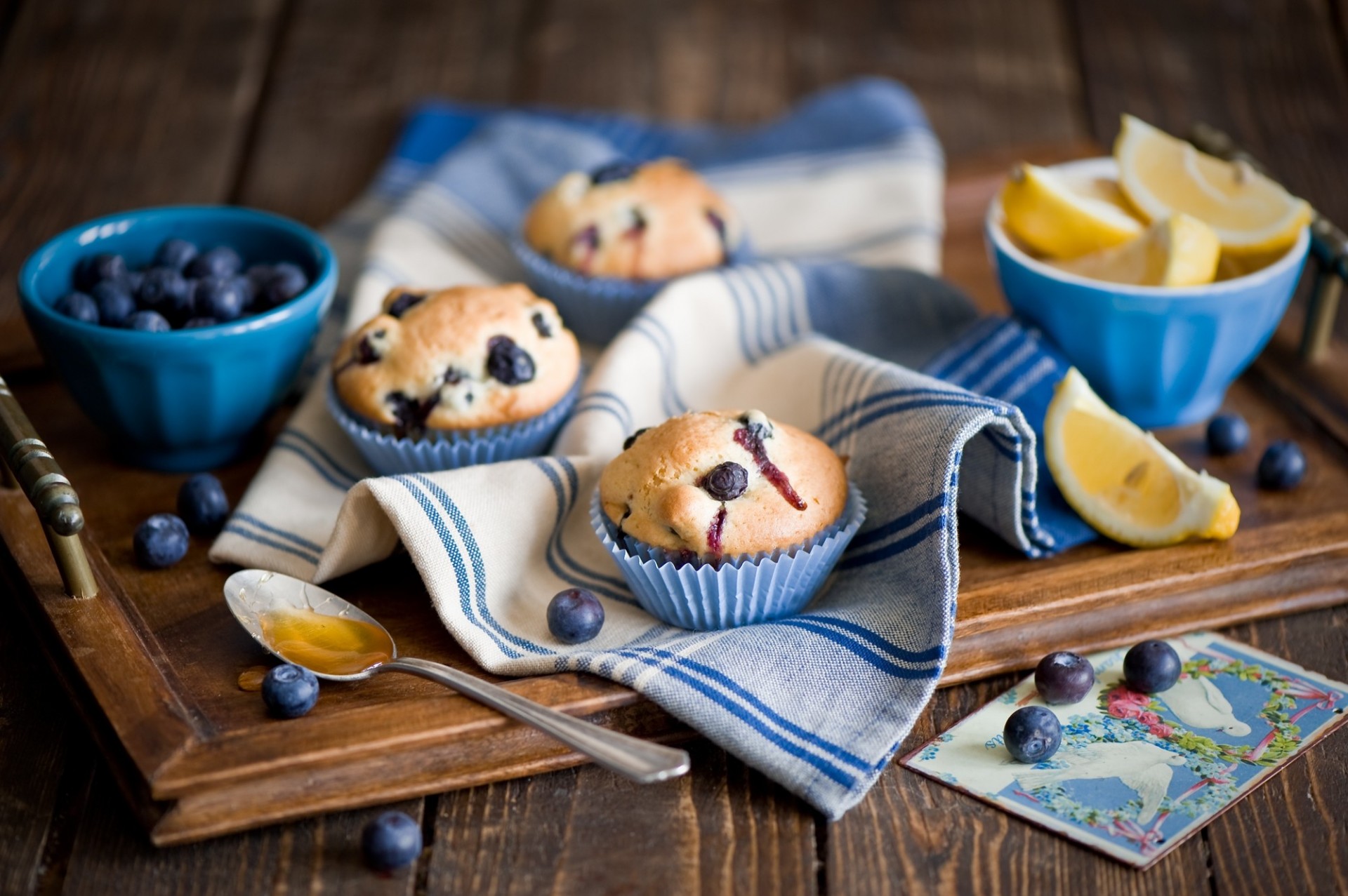 colazione frutta limone cibo mirtillo tazze dolce tavolo